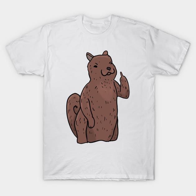 Grumpy Squirrel Holding Middle finger funny gift T-Shirt by Mesyo